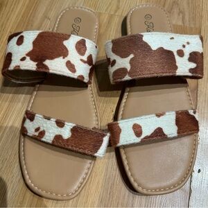 Cow Print sandals double straps women’s size 10